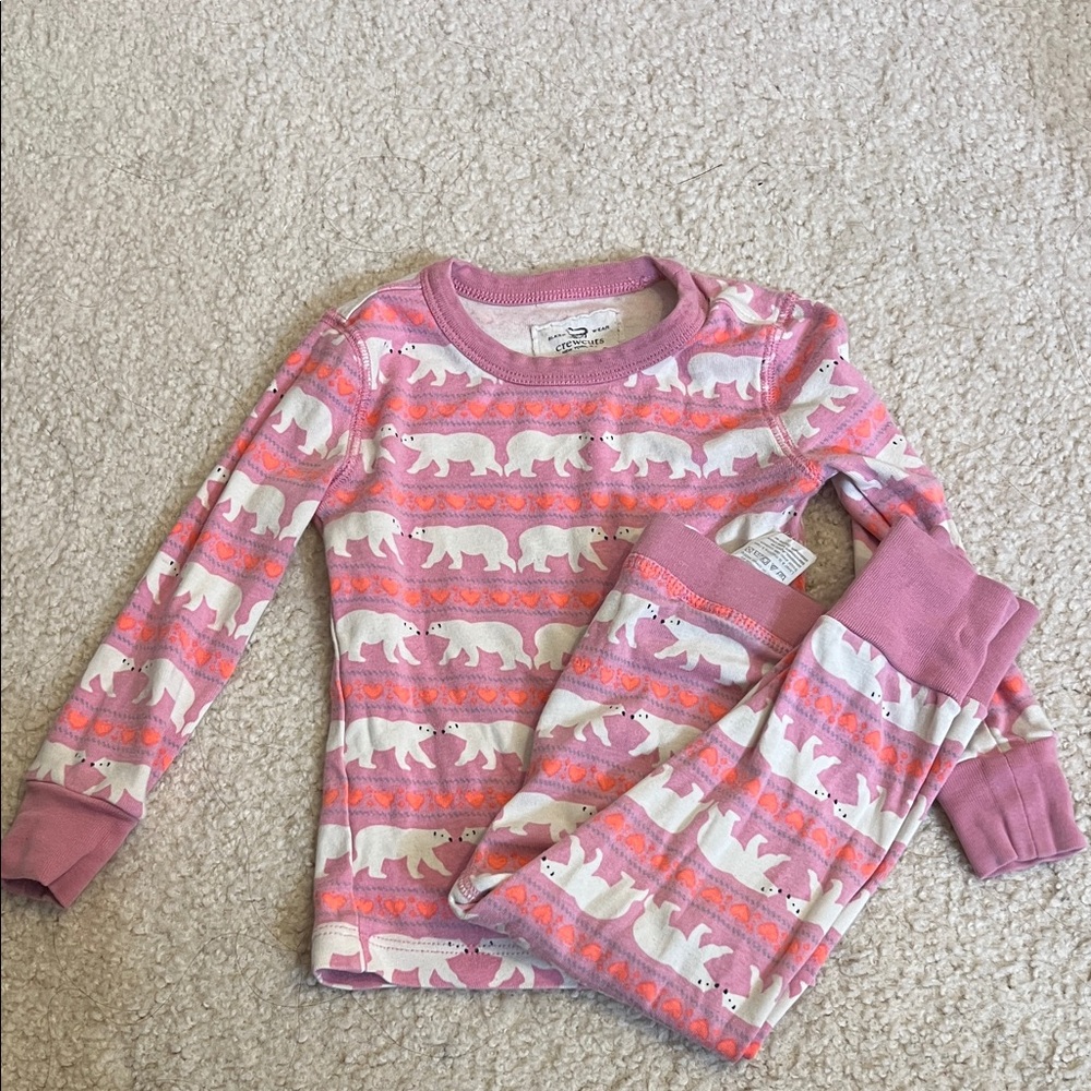 J. Crew Kids Polar Bear Pajama Set - Pink and White